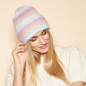 Genie by Eugenia Kim Neve Pastel Multicolor Stripe Knit Beanie Hat NWT